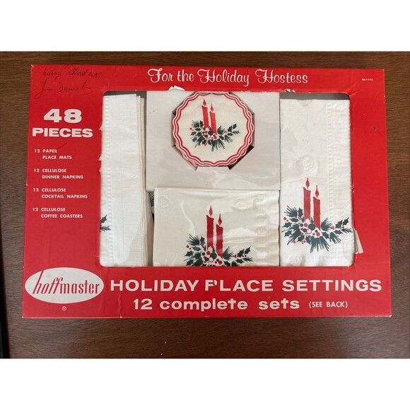 Hoffmaster Other - 12 Place Setting Hoffmaster Vintage Christmas Holiday Hostess Wreath Red Candle